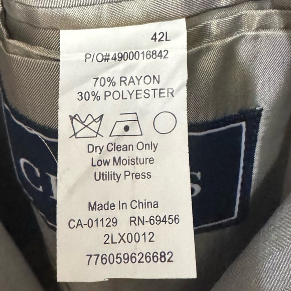 Men’s Chaps Gray Suit Blazer Size 42 Long - Picture 4 of 5